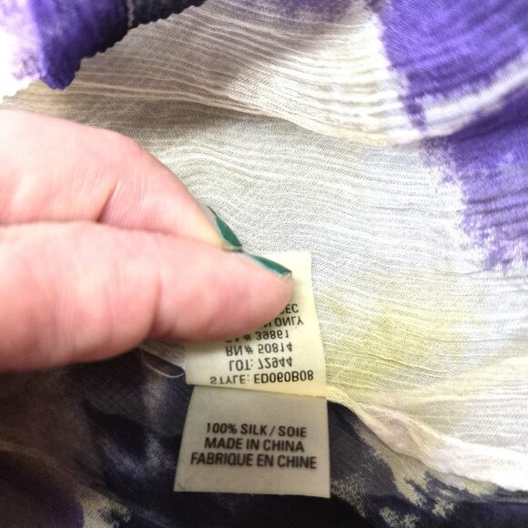 VTG Elie Tahari Silk Blouse Sheer Iris Floral Volant Front M Ethereal Y2K Romant - Picture 7 of 7